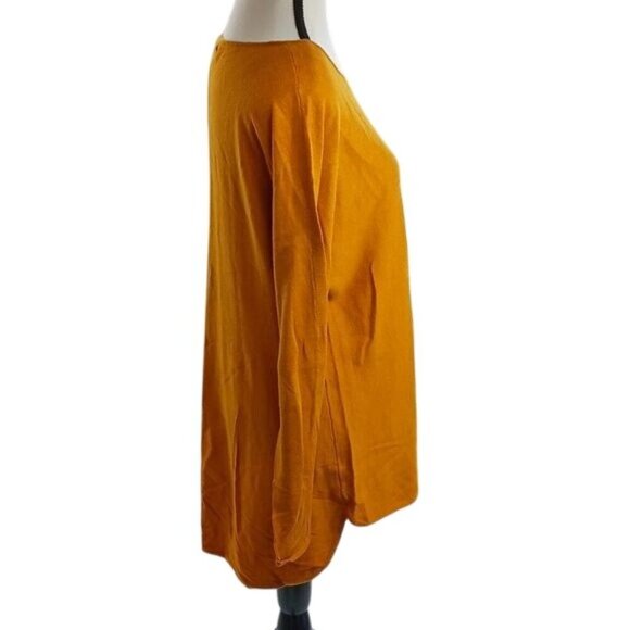 Michael Kors Womens M Mustard Yellow Long Sleeve Scoop Neck Pullover Sweater - Picture 4 of 7